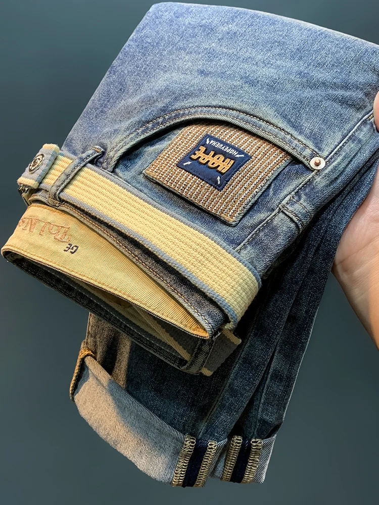High End Light Luxury Jeans For Men New Fashion Trend Washed Slightly Loose Straight Fit Casual Cotton Blue Street Denim Pant
High End Light Luxury Jeans For Men New Fashion Trend Washed Slightly Loose Straight Fit Casual Cotton Blue Street Denim Pant