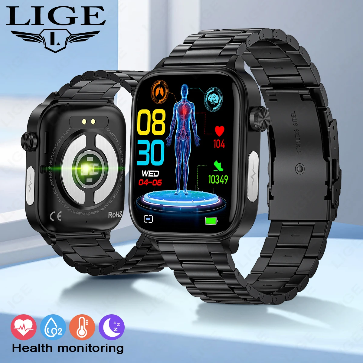 New LIGE ECG Smart Watch Wireless Call Blood Lipid Uric Acid Music Player Women Menstrual Health Monitor Tracker Men Smart watch
New LIGE ECG Smart Watch Wireless Call Blood Lipid Uric Acid Music Player Women Menstrual Health Monitor Tracker Men Smart watch