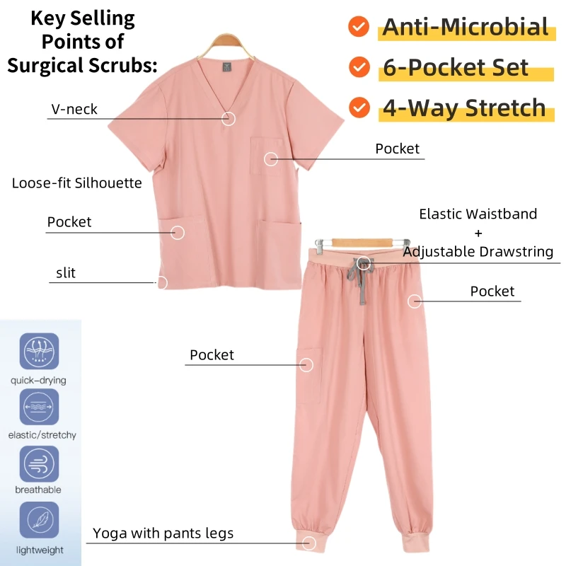 OEKO-TEX Certified Women Scrubs - V-Neck Nursing Uniforms for Surgery/Dental Clinics, Anti-Microbial Workwear W/Multi-Pocket
OEKO-TEX Certified Women Scrubs - V-Neck Nursing Uniforms for Surgery/Dental Clinics, Anti-Microbial Workwear W/Multi-Pocket