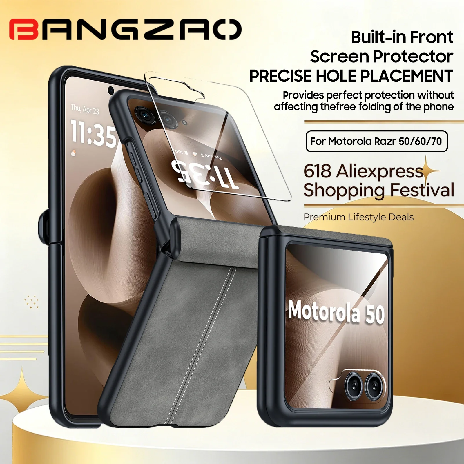 618 Sale For Motorola Razr 50/60/70 Case Magnetic Hinge Protection Leather Cover With 9H Screen Protector Wireless Charging-Grey
618 Sale For Motorola Razr 50/60/70 Case Magnetic Hinge Protection Leather Cover With 9H Screen Protector Wireless Charging-Grey