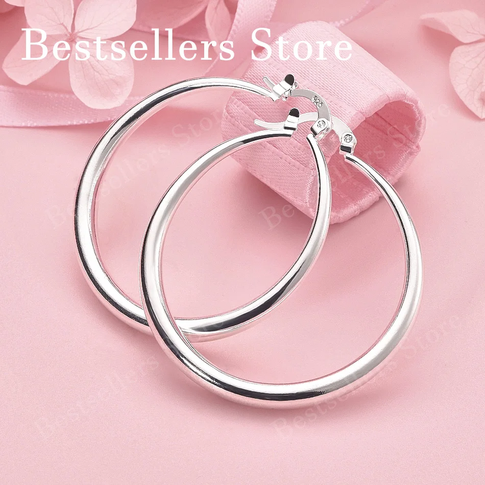 Elegant 925 Sterling Silver 40mm Delicate Round Hoop Earrings for Women, Charming Party Gifts, Jewelry
Elegant 925 Sterling Silver 40mm Delicate Round Hoop Earrings for Women, Charming Party Gifts, Jewelry