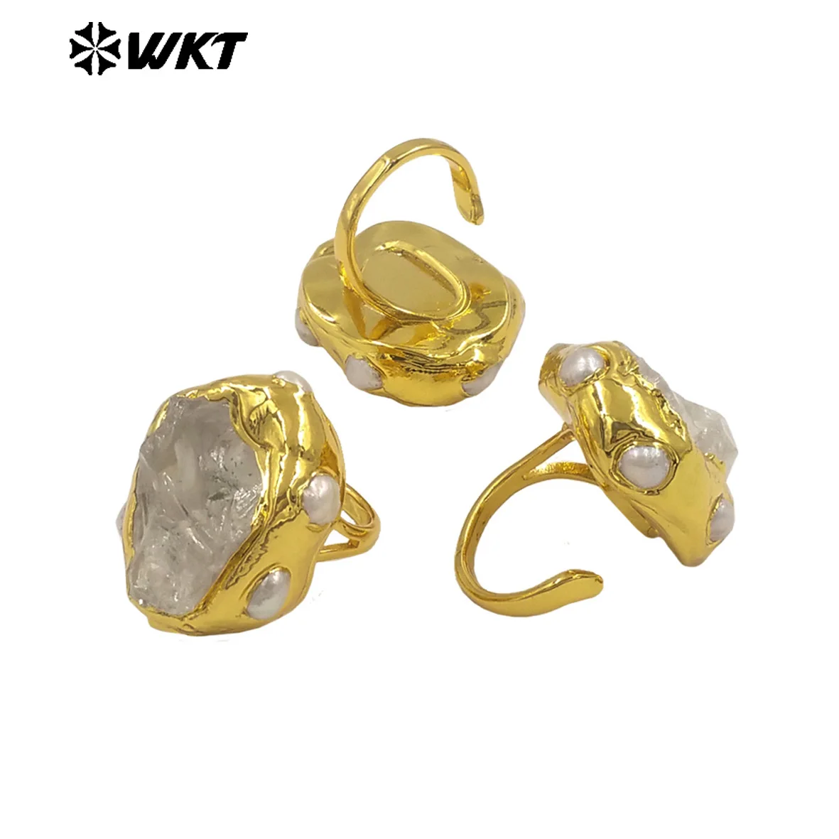 WT-MPR135 Top Quality Excellent Women And Men Jewelry Gold Electroplated With Raw Crystal Quartz Stone Adjustable Size Rings
WT-MPR135 Top Quality Excellent Women And Men Jewelry Gold Electroplated With Raw Crystal Quartz Stone Adjustable Size Rings