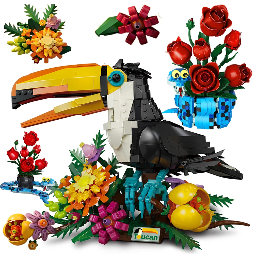 MOC Rainforest Toucan Flowers Building Blocks Simulated Bird Plant Model Bricks Creative Toy for Kids Gifts Garden Display Desk
MOC Rainforest Toucan Flowers Building Blocks Simulated Bird Plant Model Bricks Creative Toy for Kids Gifts Garden Display Desk