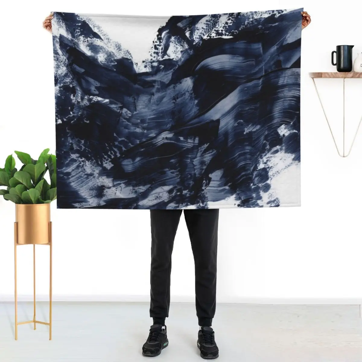 Dark Navy Gray Acrylic Abstract Painting Throw Blanket Luxurious Soft Fuzzy Blanket for Sofa Bed
Dark Navy Gray Acrylic Abstract Painting Throw Blanket Luxurious Soft Fuzzy Blanket for Sofa Bed