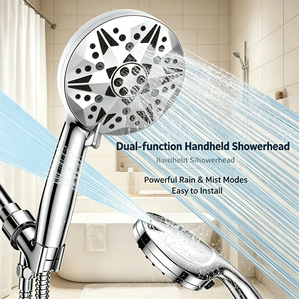 High Pressure Handheld Shower Head Dual-Function with Powerful Rain And Mist Spray Modes Easy Install Chrome for Bathroom Use
High Pressure Handheld Shower Head Dual-Function with Powerful Rain And Mist Spray Modes Easy Install Chrome for Bathroom Use