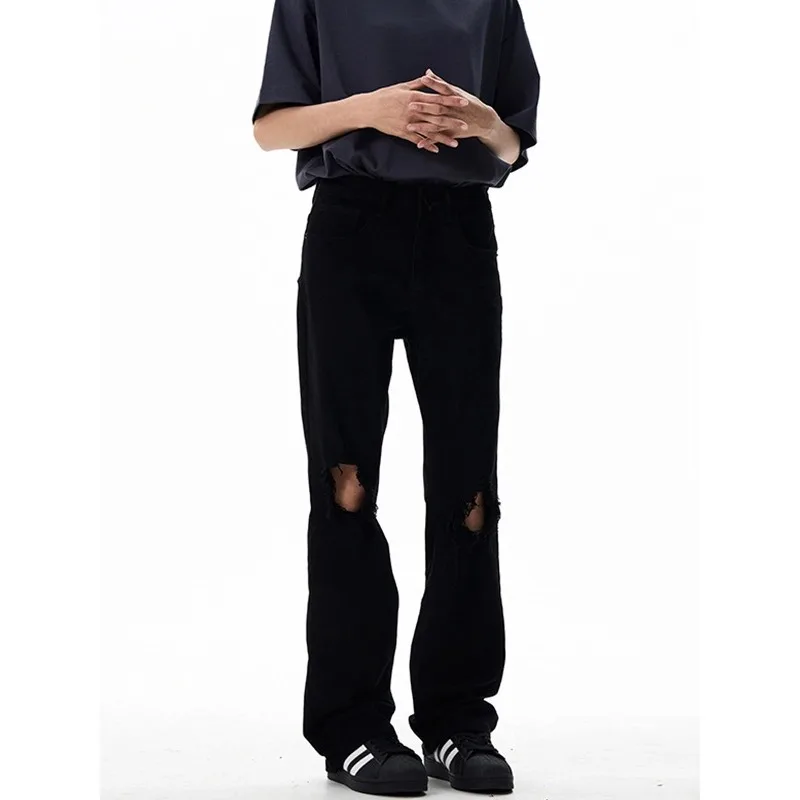 Men's & Women's American High Street Black Flared Ripped Jeans Slim Fit Versatile Long Pants for Summer Casual Outfits
Men's & Women's American High Street Black Flared Ripped Jeans Slim Fit Versatile Long Pants for Summer Casual Outfits