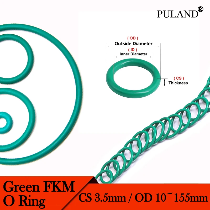 Green FKM O Ring Gasket CS3.5mm OD 10mm ~ 155mm Fluorine Rubber Sealing Washer Heat resistant Oil Resistant Acid Alkali 10/50Pcs
Green FKM O Ring Gasket CS3.5mm OD 10mm ~ 155mm Fluorine Rubber Sealing Washer Heat resistant Oil Resistant Acid Alkali 10/50Pcs