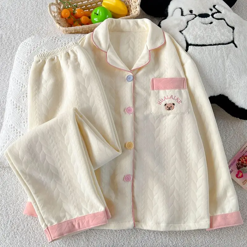 Korean Style Cartoon Sleepwear Women's Long Sleeve Long Pants Home Clothes Set Autumn Winter Air Cotton Sweet Cute Home Clothes
Korean Style Cartoon Sleepwear Women's Long Sleeve Long Pants Home Clothes Set Autumn Winter Air Cotton Sweet Cute Home Clothes
