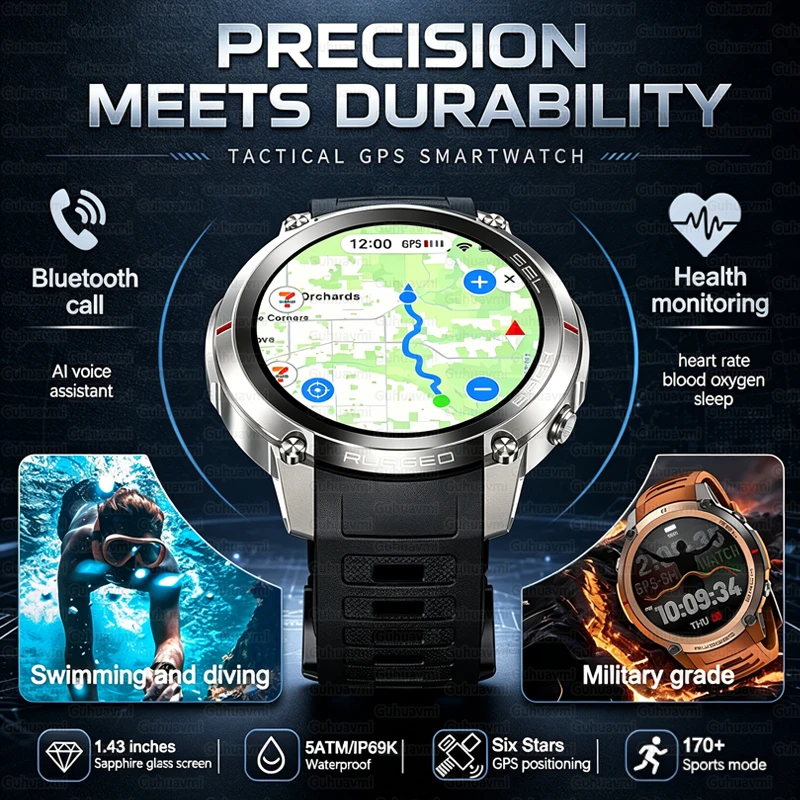 2026 New Military Grade GPS Smartwatch Men Compass Offline Map 5ATM Waterproof Heart Rate Monitor Fitness Watch For Android iOS
2026 New Military Grade GPS Smartwatch Men Compass Offline Map 5ATM Waterproof Heart Rate Monitor Fitness Watch For Android iOS