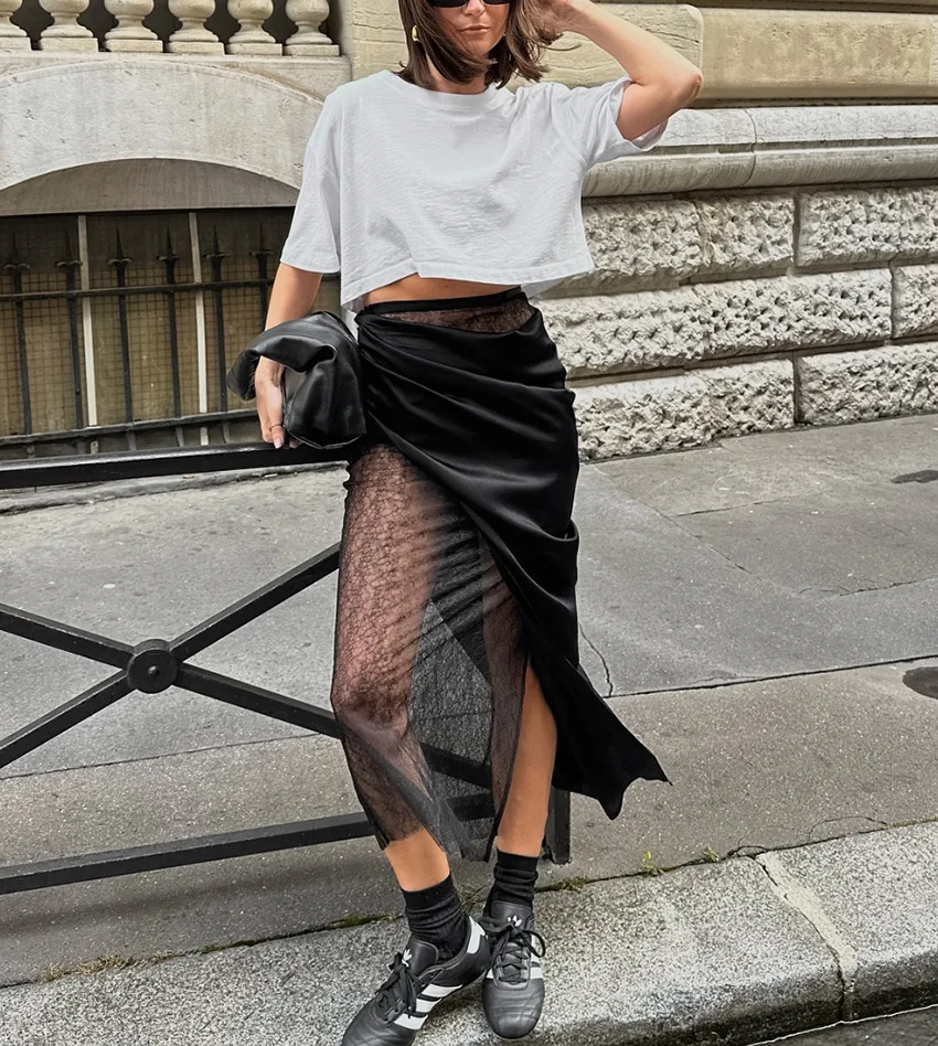 2026 Spring Sexy Black Lace Wrap Skirt Women Fashion Asymmetric Patchwork A Line Mini Skirt
2026 Spring Sexy Black Lace Wrap Skirt Women Fashion Asymmetric Patchwork A Line Mini Skirt