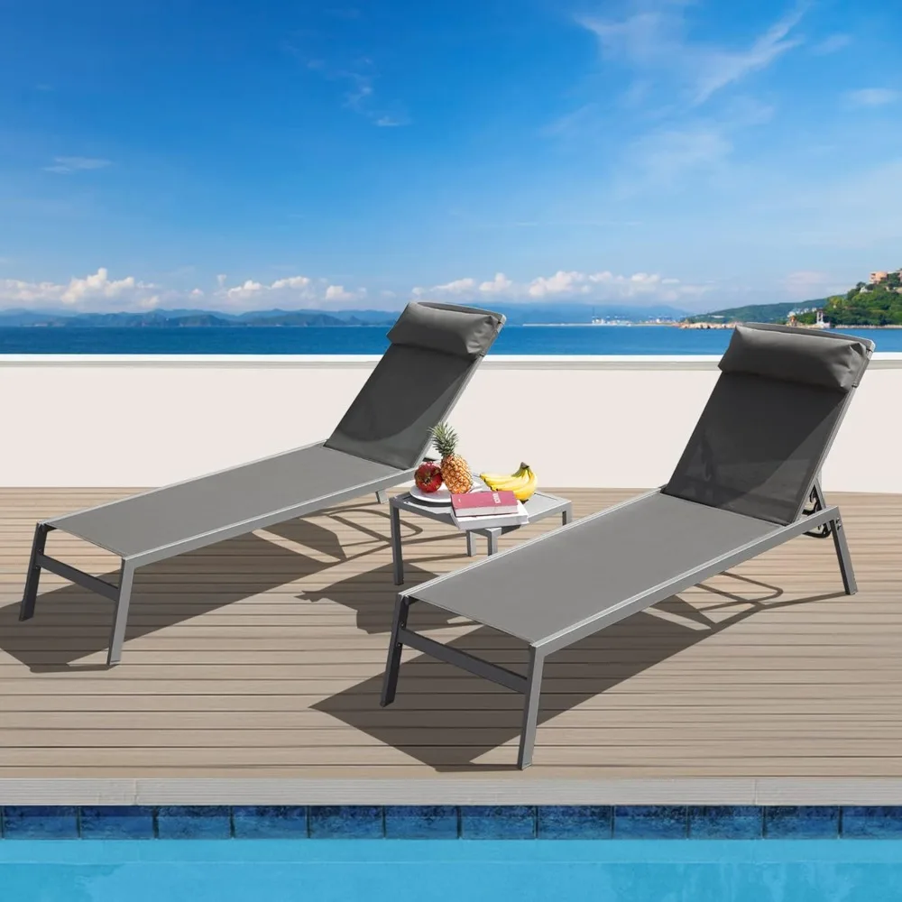 Domi Patio Chaise Lounge Set, Aluminum Pool Lounge Chairs with 5 Adjustable Position, Breathable Textilene Fabric, Sunbathing Po
Domi Patio Chaise Lounge Set, Aluminum Pool Lounge Chairs with 5 Adjustable Position, Breathable Textilene Fabric, Sunbathing Po