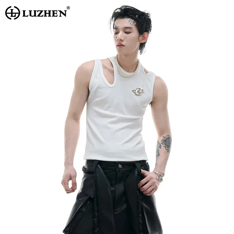 LUZHEN Original Street Style Hollow Out Design Asymmetric Sleeveless T-shirts Men's Trendy 2025 New Solid Color Tank Tops JY1700
LUZHEN Original Street Style Hollow Out Design Asymmetric Sleeveless T-shirts Men's Trendy 2025 New Solid Color Tank Tops JY1700
