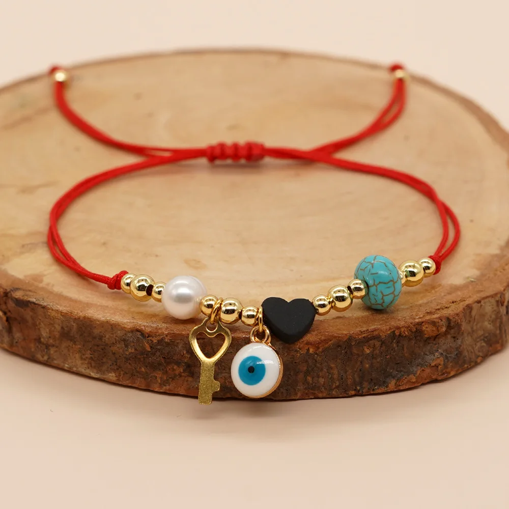 INS Black gallstone heart alloy dripping eyes Copper bead Key Natural pearl beaded bracelet female
INS Black gallstone heart alloy dripping eyes Copper bead Key Natural pearl beaded bracelet female