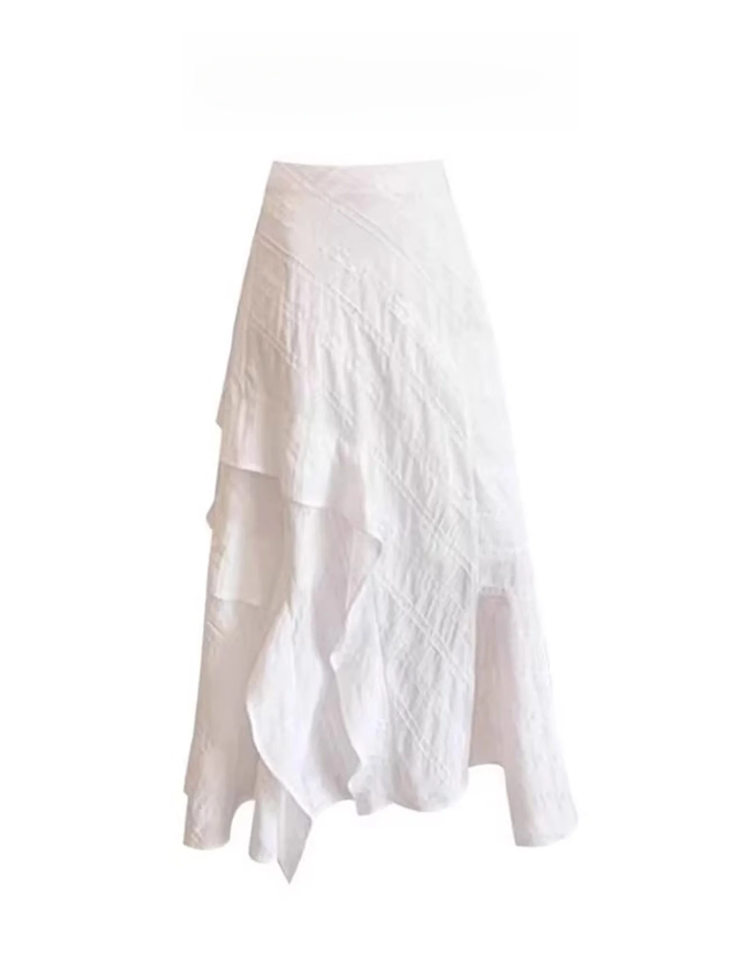 White Asymmetrical Design A-Line Skirt for Women Summer High Waist Side Slit Fish Tail Holiday Skirts Casual Style
White Asymmetrical Design A-Line Skirt for Women Summer High Waist Side Slit Fish Tail Holiday Skirts Casual Style