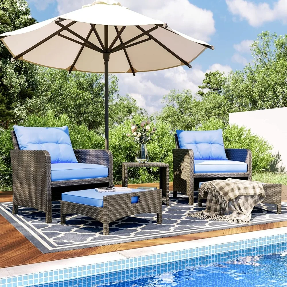 5Pieces Wicker Patio Furniture Set Outdoor Patio Chairs with Ottomans Conversation Furniture with coffetable for Poorside Garden
5Pieces Wicker Patio Furniture Set Outdoor Patio Chairs with Ottomans Conversation Furniture with coffetable for Poorside Garden