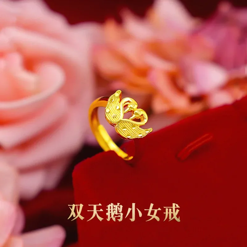 9999 Real Gold 24K Women's Double Swan Ring Pure Gold Japanese and Korean Fashion Swan Ring Women
9999 Real Gold 24K Women's Double Swan Ring Pure Gold Japanese and Korean Fashion Swan Ring Women