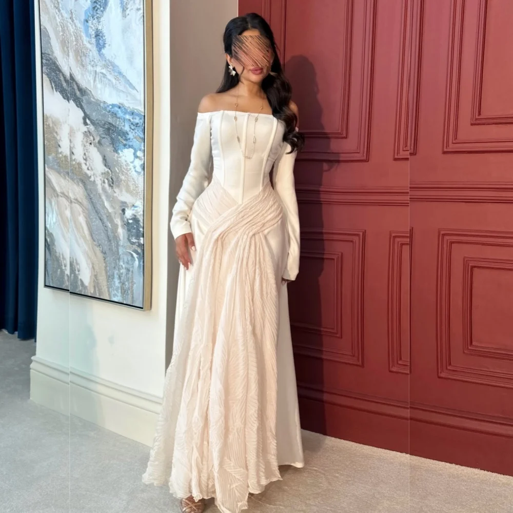 Customized Classic Formal Evening Gowns Off-the-shoulder Pleat A-line Long Dresses Wedding Party Dress Elegant
Customized Classic Formal Evening Gowns Off-the-shoulder Pleat A-line Long Dresses Wedding Party Dress Elegant