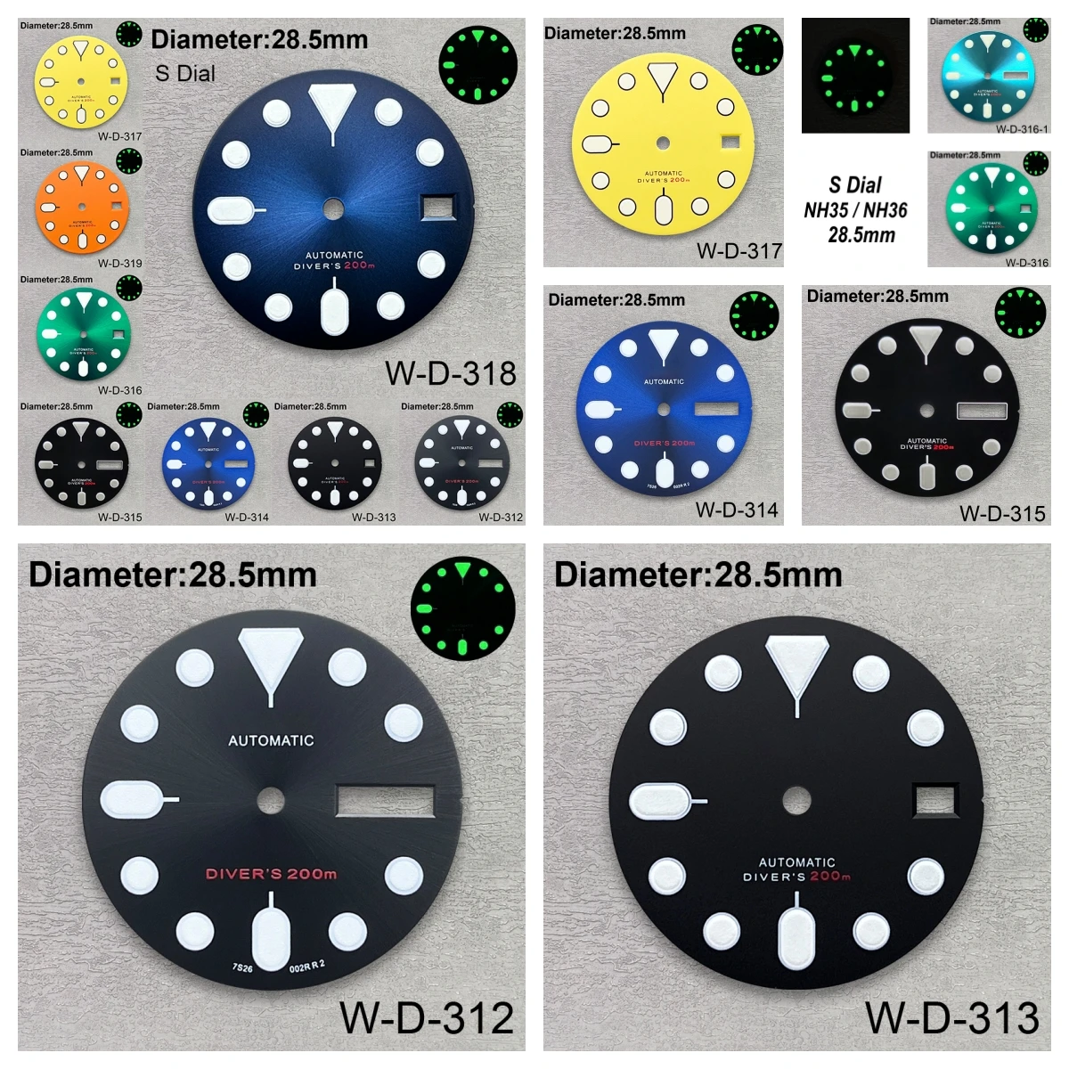 28.5mm S Logo SKX007 Dial Fit NH36/4R36 Movement Green Luminous Matte/Sunray Dial Watch Modification Accessories
28.5mm S Logo SKX007 Dial Fit NH36/4R36 Movement Green Luminous Matte/Sunray Dial Watch Modification Accessories
