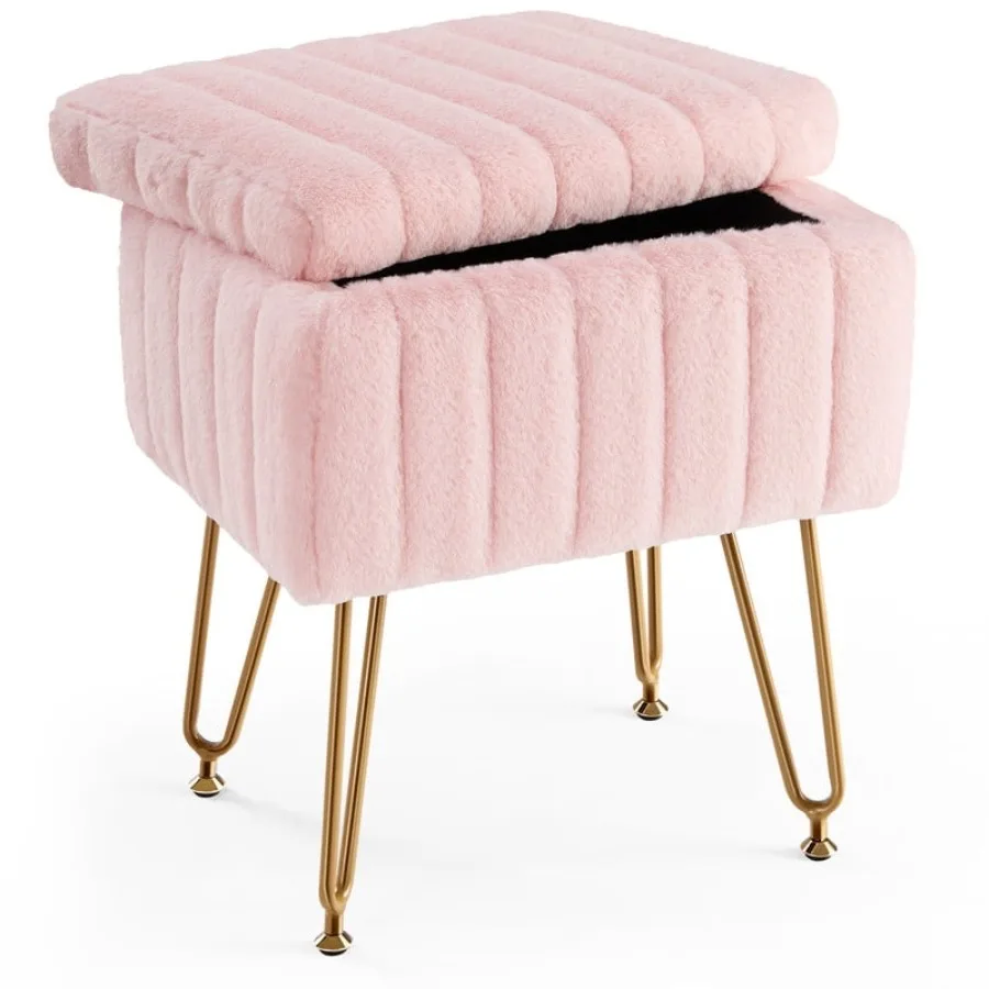 Square Ottoman with Storage Makeup Cute Soft Small Footstool Modern Style Faux Fur Seat with 4 Metal Legs and Adjustable Feet f
Square Ottoman with Storage Makeup Cute Soft Small Footstool Modern Style Faux Fur Seat with 4 Metal Legs and Adjustable Feet f