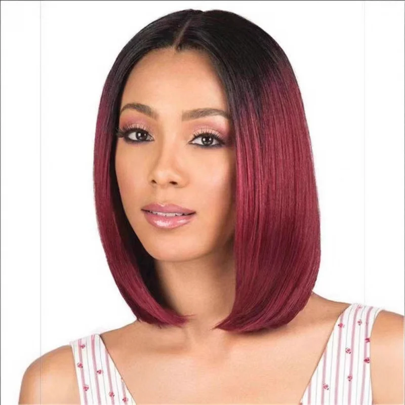 European and American Style Women's Wig Dyed Middle Part Bobo Wig Short Straight Hair Black Gradient Wine Red
European and American Style Women's Wig Dyed Middle Part Bobo Wig Short Straight Hair Black Gradient Wine Red