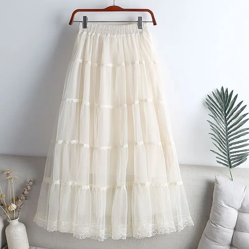 Sweet Lace A-Line Skirt Women's Spring Summer New Elastic Waist Slim Fit Cake Skirt High Waist Midi Skirt
Sweet Lace A-Line Skirt Women's Spring Summer New Elastic Waist Slim Fit Cake Skirt High Waist Midi Skirt