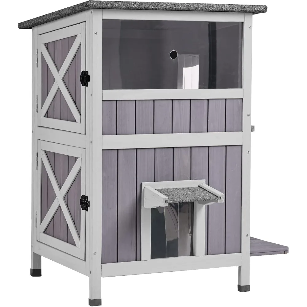 2-Story Outdoor Cat House Indoor Wooden Kitty Condo with Escape Door - Removable Floors
2-Story Outdoor Cat House Indoor Wooden Kitty Condo with Escape Door - Removable Floors