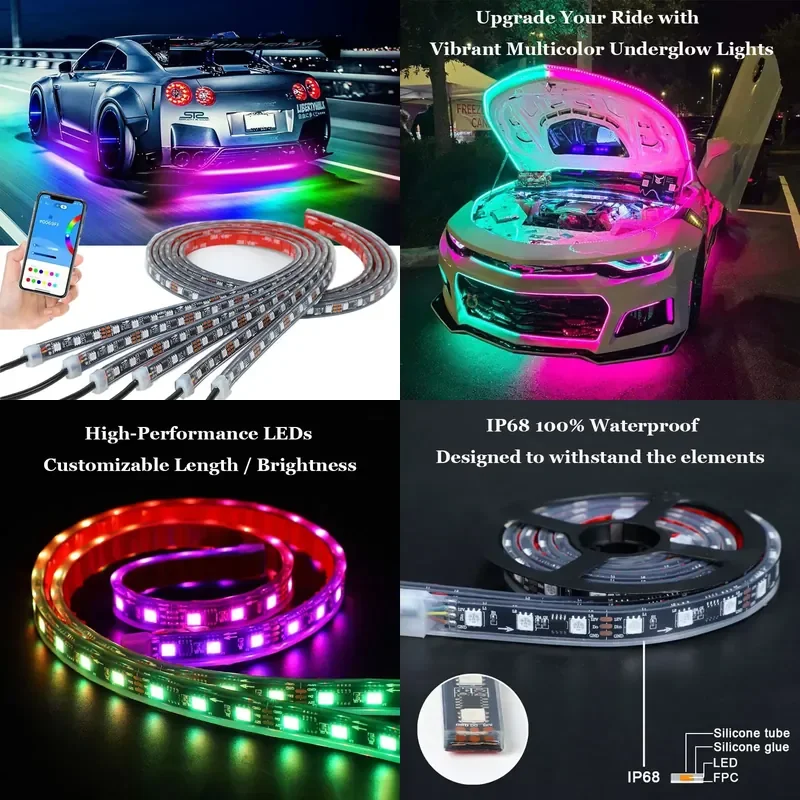 【CHIMU HOME】 OEM ODM Dream Color Chasing RGB RGBIC LED Undercarriage Underbody Neon Underglow Light Kit for Car Trucks
【CHIMU HOME】 OEM ODM Dream Color Chasing RGB RGBIC LED Undercarriage Underbody Neon Underglow Light Kit for Car Trucks