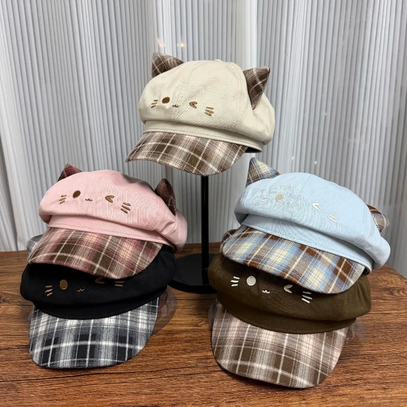 2026 New Cute Cat Ear Plaid Octagonal Newsboy Caps Autumn Literature and Art Sunshade Beret Versatile Painter Hat for Women
2026 New Cute Cat Ear Plaid Octagonal Newsboy Caps Autumn Literature and Art Sunshade Beret Versatile Painter Hat for Women