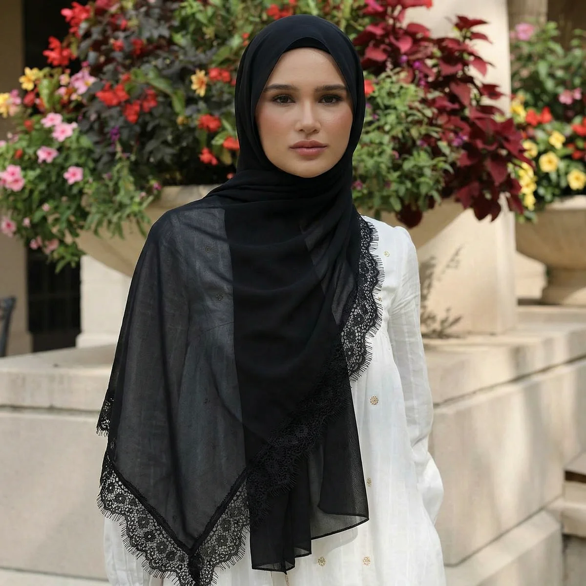 Fashion Lace Chiffon Long Scarf For Women Muslim Headscarf Wrap Summer Shawls Islamic Turban Ramadan Head Wraps 170*70cm
Fashion Lace Chiffon Long Scarf For Women Muslim Headscarf Wrap Summer Shawls Islamic Turban Ramadan Head Wraps 170*70cm