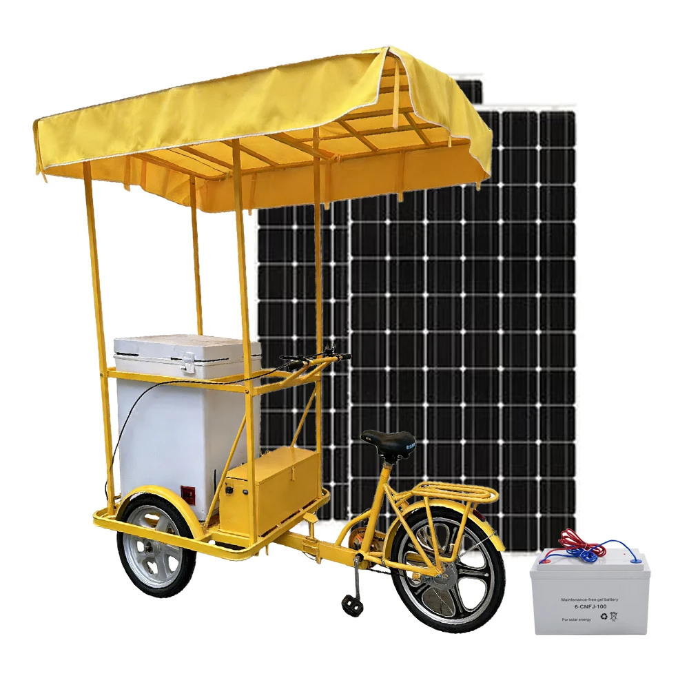 Simple Design 108L Solar Electric Chest Deep Freezer Ice Cream Tricycle Cart Bike Food Cart Truck for Popsicle Beer Ice Block
Simple Design 108L Solar Electric Chest Deep Freezer Ice Cream Tricycle Cart Bike Food Cart Truck for Popsicle Beer Ice Block