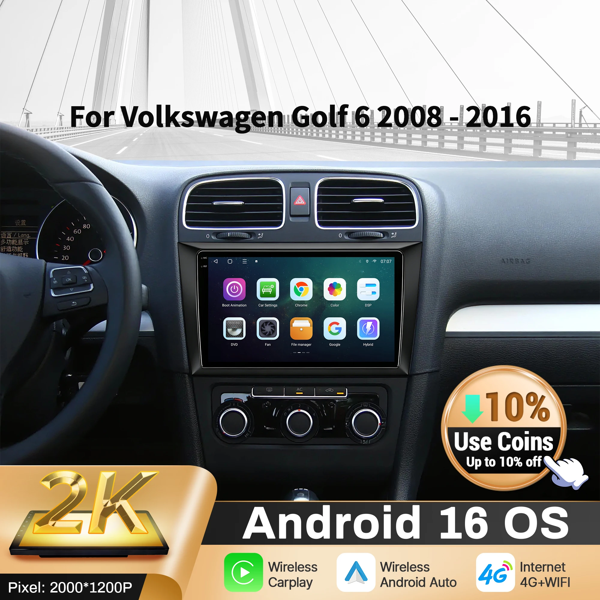 9-дюймовый автомобильный радиоприемник Android 16 для Volkswagen Golf 6 2008-2016 BT Carplay, мультимедийная навигация, 2K QLED экран
9-дюймовый автомобильный радиоприемник Android 16 для Volkswagen Golf 6 2008-2016 BT Carplay, мультимедийная навигация, 2K QLED экран