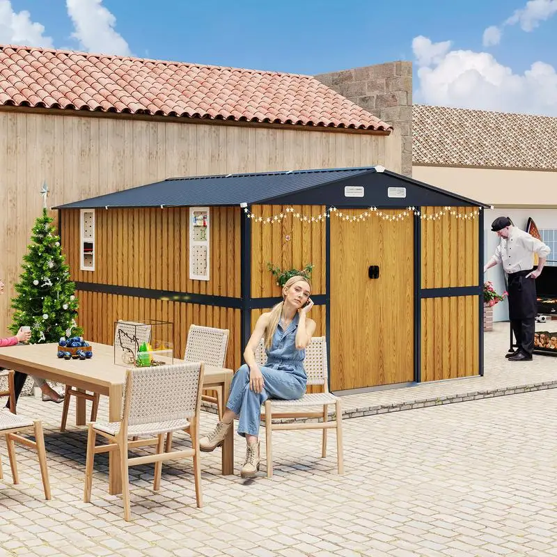 10x12 FT Outdoor Steel Storage Shed, Lockable Doors, 2 Windows, Ideal for Backyard, Patio & Chicken Coop Storage
10x12 FT Outdoor Steel Storage Shed, Lockable Doors, 2 Windows, Ideal for Backyard, Patio & Chicken Coop Storage