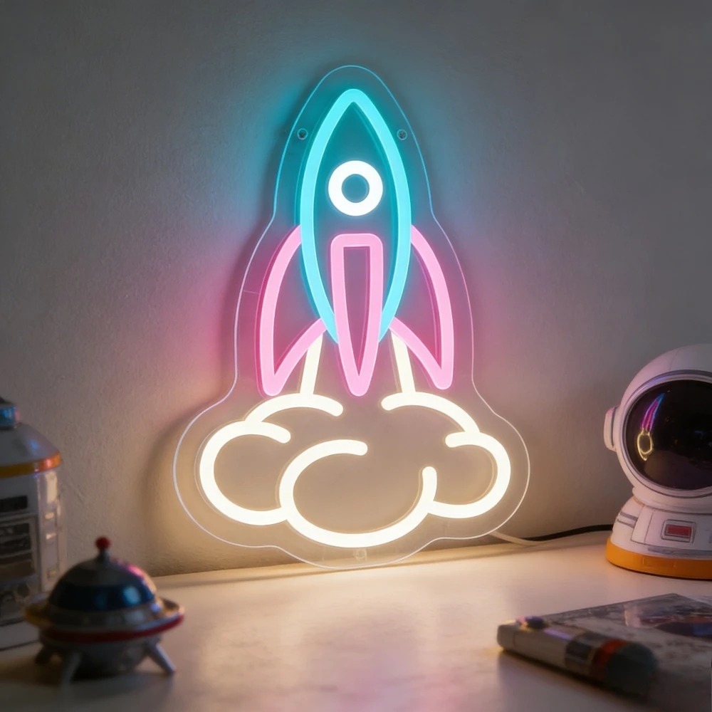 Rocket Ship LED Neon Sign with Cloud for Boys Room Bedroom Wall Decor Symbol of Dream Adventure Space Theme Gift Night Light
Rocket Ship LED Neon Sign with Cloud for Boys Room Bedroom Wall Decor Symbol of Dream Adventure Space Theme Gift Night Light