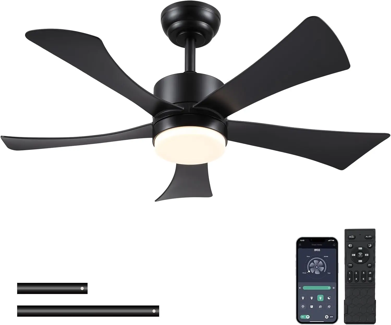 42-Inch Modern Black Ceiling Fan with Light, Remote & App Control, DC Motor Quiet, 3CCT Dimmable LED for Indoor/Outdoor
42-Inch Modern Black Ceiling Fan with Light, Remote & App Control, DC Motor Quiet, 3CCT Dimmable LED for Indoor/Outdoor