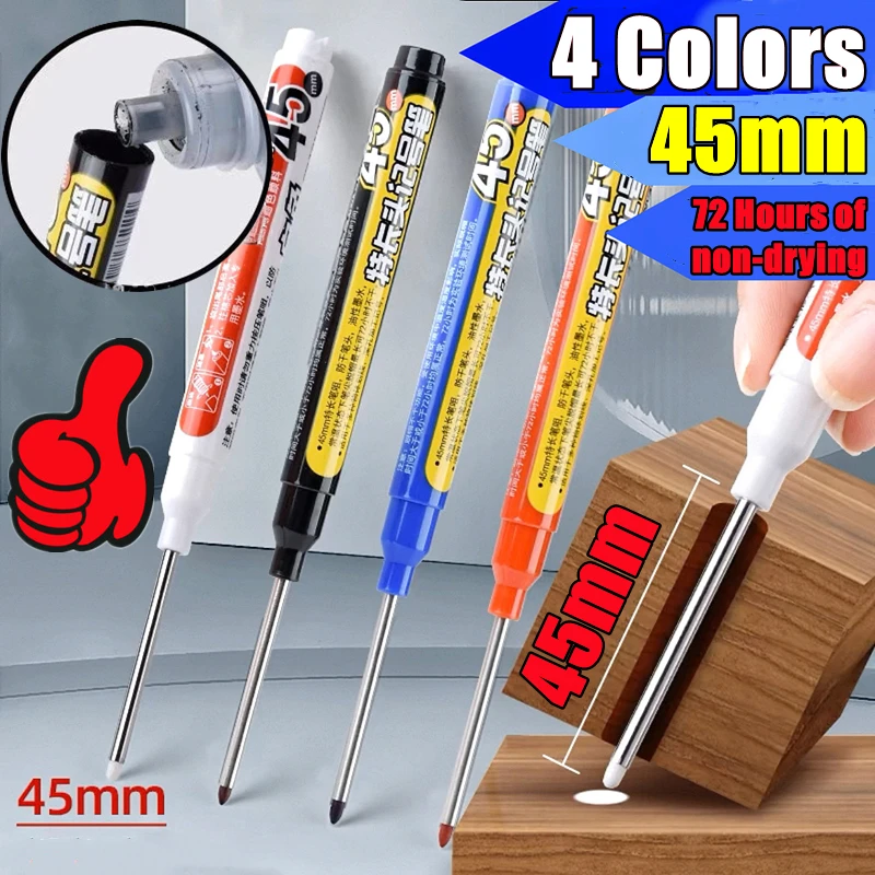 Новейшие 45 мм водонепроницаемые маркеры с длинной головкой, маркеры с глубокими отверстиями, ручка для плитки, плотничья ручка, многофункциональная деревообработка, черные/синие/красные/белые чернила
Новейшие 45 мм водонепроницаемые маркеры с длинной головкой, маркеры с глубокими отверстиями, ручка для плитки, плотничья ручка, многофункциональная деревообработка, черные/синие/красные/белые чернила