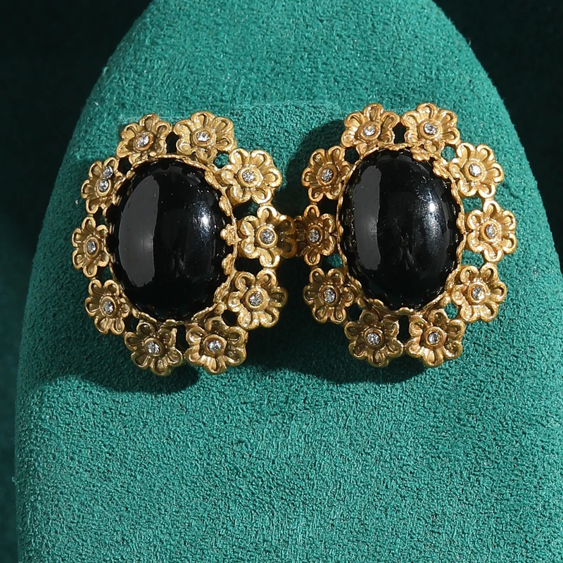 Vintage Black Egg Shaped Flower Earrings For Woman Antique Gold Color Trending 2026 Art Deco Jewelry Brand High Quality Gift
Vintage Black Egg Shaped Flower Earrings For Woman Antique Gold Color Trending 2026 Art Deco Jewelry Brand High Quality Gift