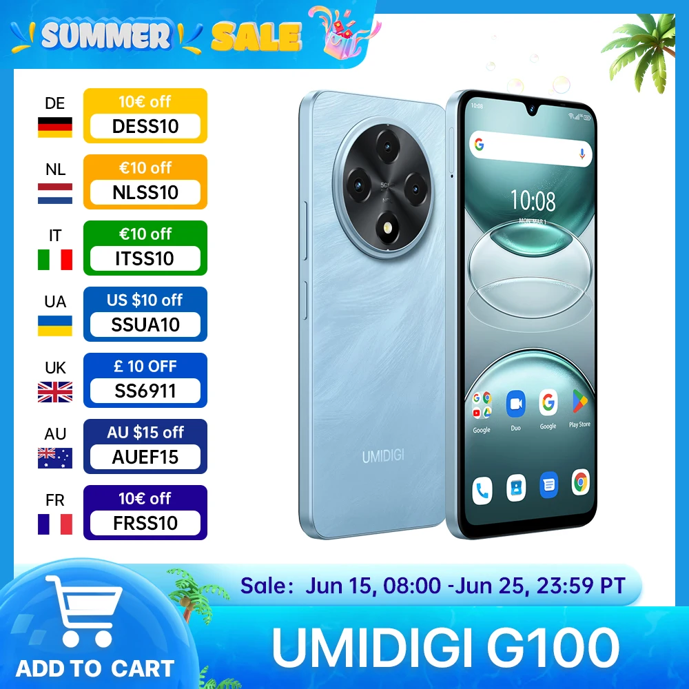 Смартфон UMIDIGI G100, Android, 14,6000 мАч, NFC-телефон, 6,9 дюйма, 120 Гц, уход за глазами, UNISOC T615, 12 ГБ ОЗУ (6 + 6 ГБ), 128 ГБ ПЗУ, 50-мегапиксельная камера Celular
Смартфон UMIDIGI G100, Android, 14,6000 мАч, NFC-телефон, 6,9 дюйма, 120 Гц, уход за глазами, UNISOC T615, 12 ГБ ОЗУ (6 + 6 ГБ), 128 ГБ ПЗУ, 50-мегапиксельная камера Celular