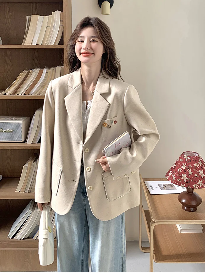 Ladies Blazers High Quality Uniform Literary Brazer Chinese Apricot Floral Tassels Fringed Beaded Women'S Buckle Personalized
Ladies Blazers High Quality Uniform Literary Brazer Chinese Apricot Floral Tassels Fringed Beaded Women'S Buckle Personalized