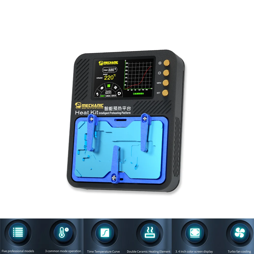 MECHANIC Intelligent Reflow Soldering Heating Platform For iPhone X XS 11 12 13 Mini Pro Max With Module And Stencil 3.4 Inch Di
MECHANIC Intelligent Reflow Soldering Heating Platform For iPhone X XS 11 12 13 Mini Pro Max With Module And Stencil 3.4 Inch Di