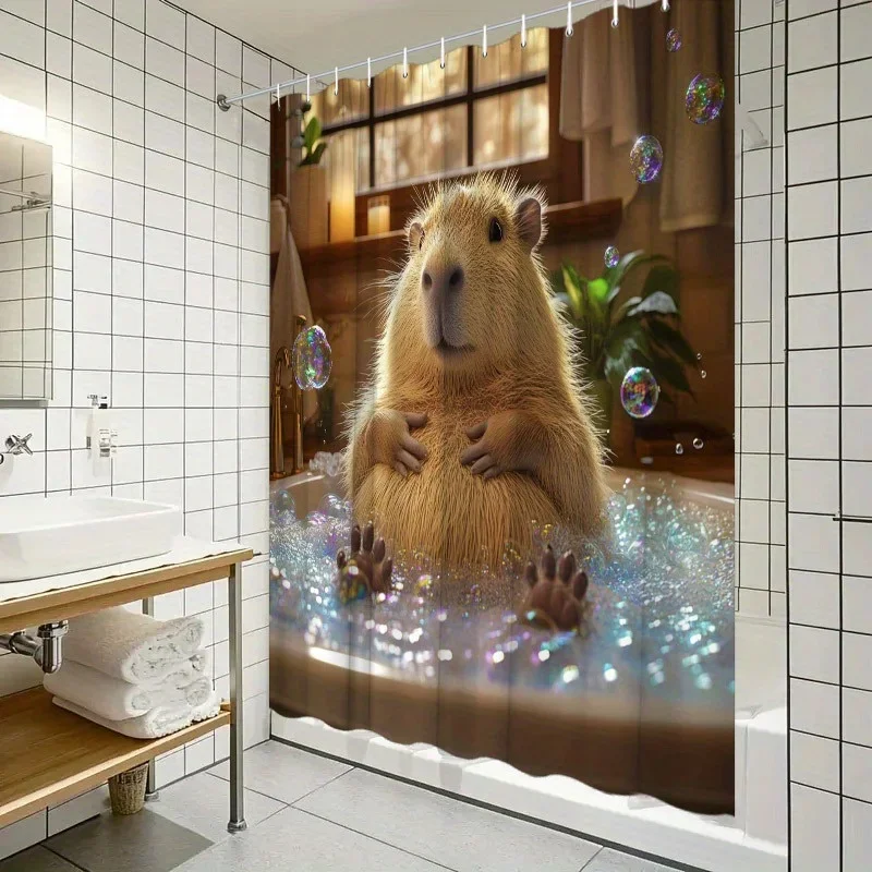 1 шт., занавеска для душа для ванны Chubby Capybara — гиперреалистичная CGI, пузыри, нежное выражение, полиэстер, моющаяся
1 шт., занавеска для душа для ванны Chubby Capybara — гиперреалистичная CGI, пузыри, нежное выражение, полиэстер, моющаяся