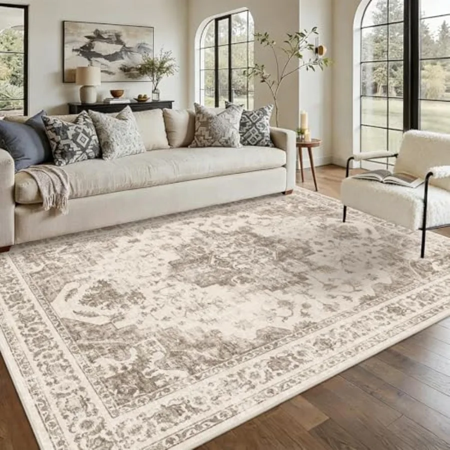 Vintage washable area rug for living room, bedroom, dining room, office, kitchen; cotton blend; taupe; non-slip soft low pile w
Vintage washable area rug for living room, bedroom, dining room, office, kitchen; cotton blend; taupe; non-slip soft low pile w