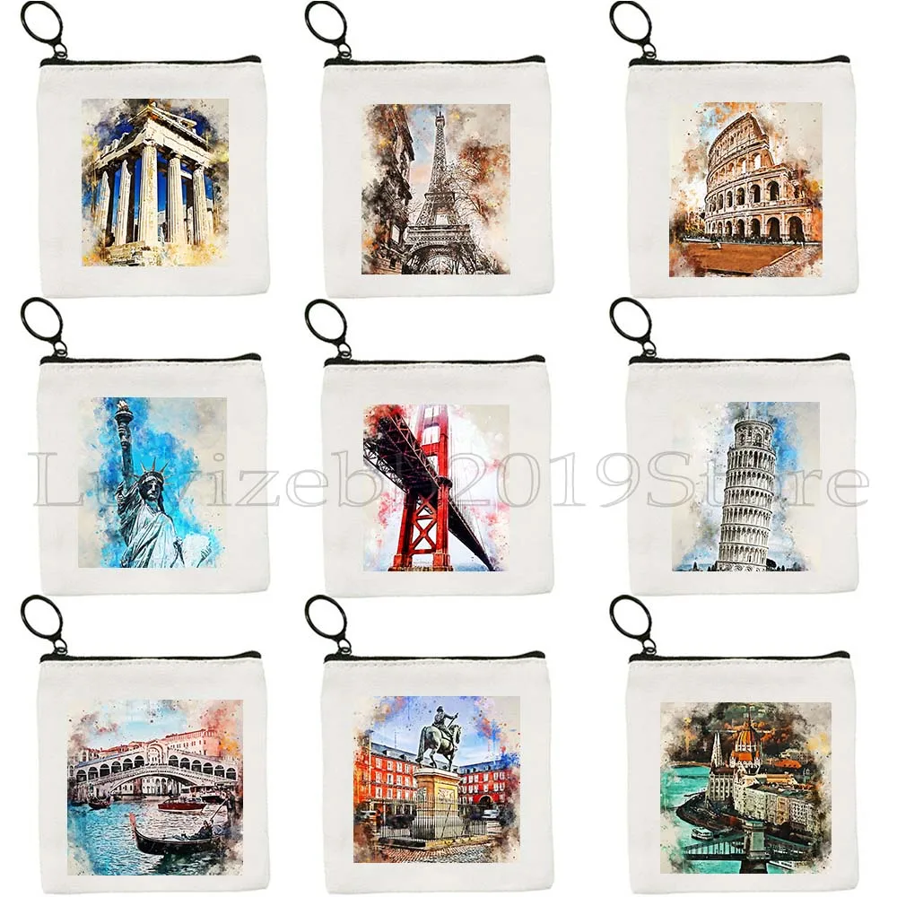New York Paris Golden Gate London Madrid Cairo Budapest Ankara Watercolor Building Canvas Coin Purse Key Case Bag Wallet Pouch
New York Paris Golden Gate London Madrid Cairo Budapest Ankara Watercolor Building Canvas Coin Purse Key Case Bag Wallet Pouch