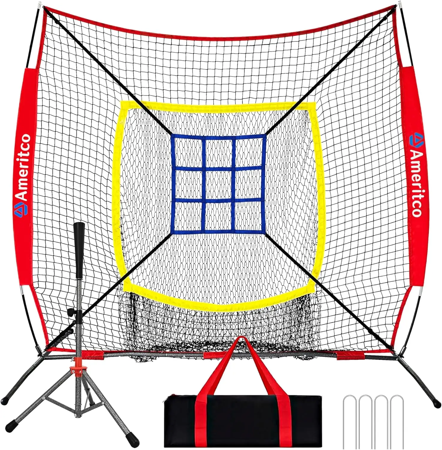 Baseball Net 7x7ft with Tee and Target, Heavy-Duty Practice Net for Hitting, Pitching & Throwing, Scratch-Resistant Base for All
Baseball Net 7x7ft with Tee and Target, Heavy-Duty Practice Net for Hitting, Pitching & Throwing, Scratch-Resistant Base for All