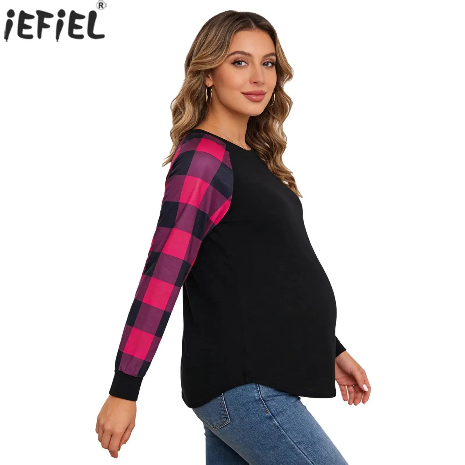 Клетчатая футболка с длинными рукавами для беременных, круглый вырез, изогнутый подол, контрастный цвет, повседневные блузки для беременных, топы, весенне-осенняя одежда
Клетчатая футболка с длинными рукавами для беременных, круглый вырез, изогнутый подол, контрастный цвет, повседневные блузки для беременных, топы, весенне-осенняя одежда