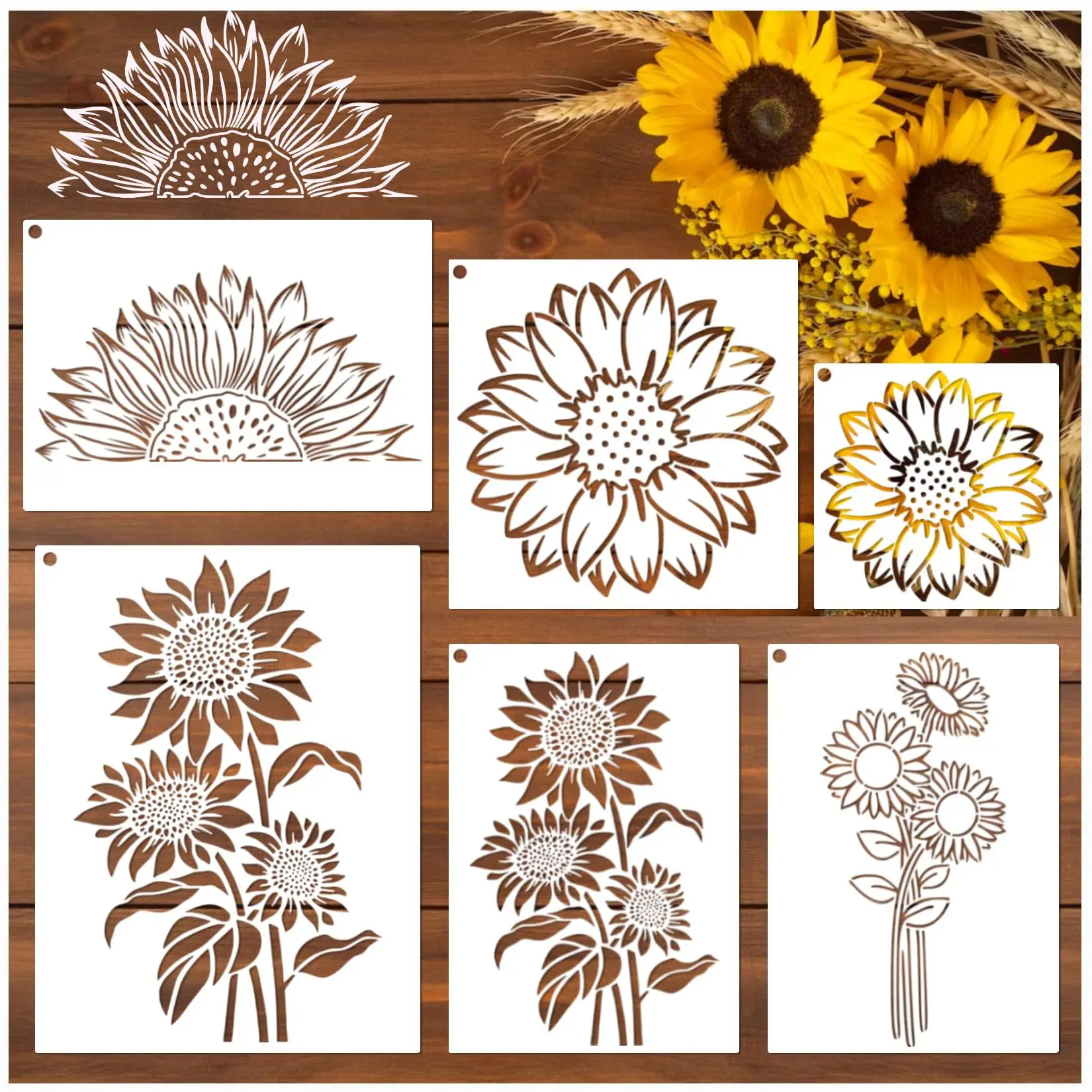 Wholesale 96pcs Large Size Sunflower Stencils Painting for Wall Fabric Bag Journal DIY Washable Painting Templates Coloring 30cm
Wholesale 96pcs Large Size Sunflower Stencils Painting for Wall Fabric Bag Journal DIY Washable Painting Templates Coloring 30cm