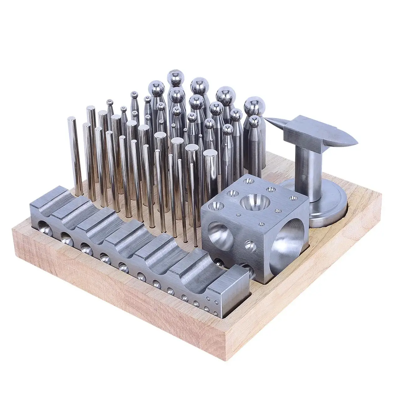 50pcs Dapping Doming Punch Block Set Metal Forming Die, Multifunctional DIY Crafts, Wood Base, Dapping Block Punch Puncher
50pcs Dapping Doming Punch Block Set Metal Forming Die, Multifunctional DIY Crafts, Wood Base, Dapping Block Punch Puncher
