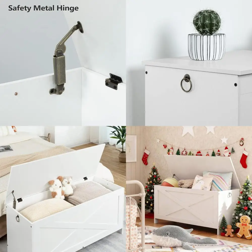 Durable White Wooden-Style Toy Box with Safety Hinges for Living Room and Bedroom Storage, SCWT48101Z1
Durable White Wooden-Style Toy Box with Safety Hinges for Living Room and Bedroom Storage, SCWT48101Z1