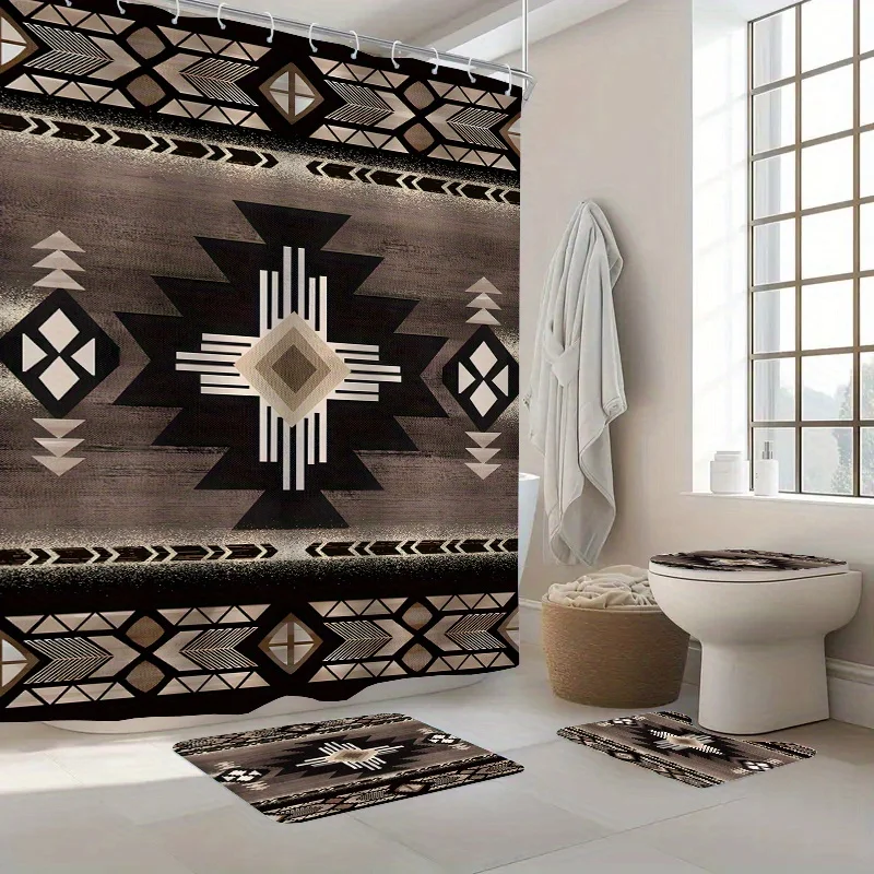 Набор из 4 предметов для ванной комнаты Aztec Tribal: занавеска для душа, коврик для ванной, крышка унитаза, крышка бачка — стильный и смелый декор
Набор из 4 предметов для ванной комнаты Aztec Tribal: занавеска для душа, коврик для ванной, крышка унитаза, крышка бачка — стильный и смелый декор