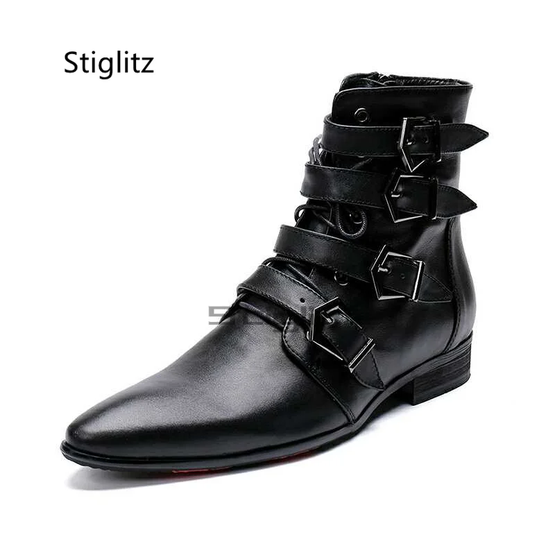Black Belt Buckle Leather Ankle Boots for Men Pointed Toe Low Heels Outdoor Male Motorcycle Boots Fashion Business Party Shoes
Black Belt Buckle Leather Ankle Boots for Men Pointed Toe Low Heels Outdoor Male Motorcycle Boots Fashion Business Party Shoes