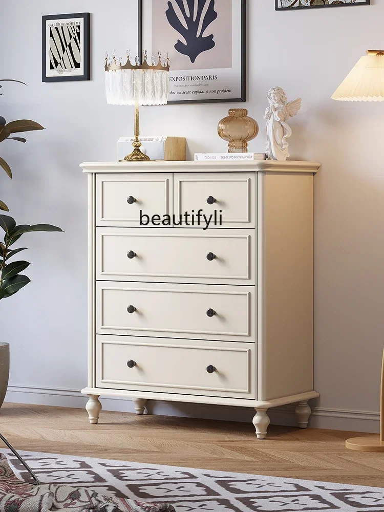 American white chest French living room, wall chest of drawers solid wood cream style household bedroom locker
American white chest French living room, wall chest of drawers solid wood cream style household bedroom locker